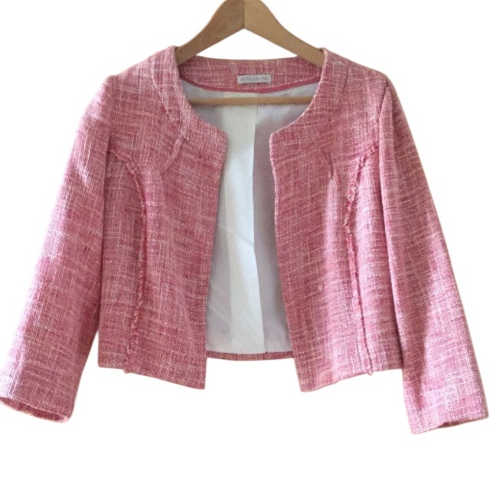 Pink cropped tweed jacket